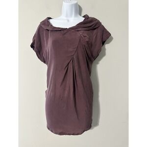 Lilith Paris S 38 Mauve 100% Cupro Draped Cowl Neck Tunic Top French‎ Design